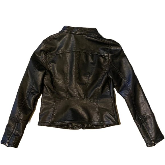 Free People Hooded Faux-Leather Moto Black Jacket - Picture 6 of 6